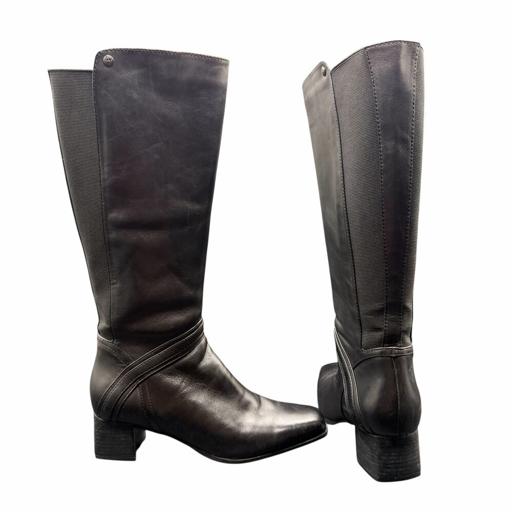 Blondo Canada AquaProtect Tall Leather Boots Black Block Heel Size 8